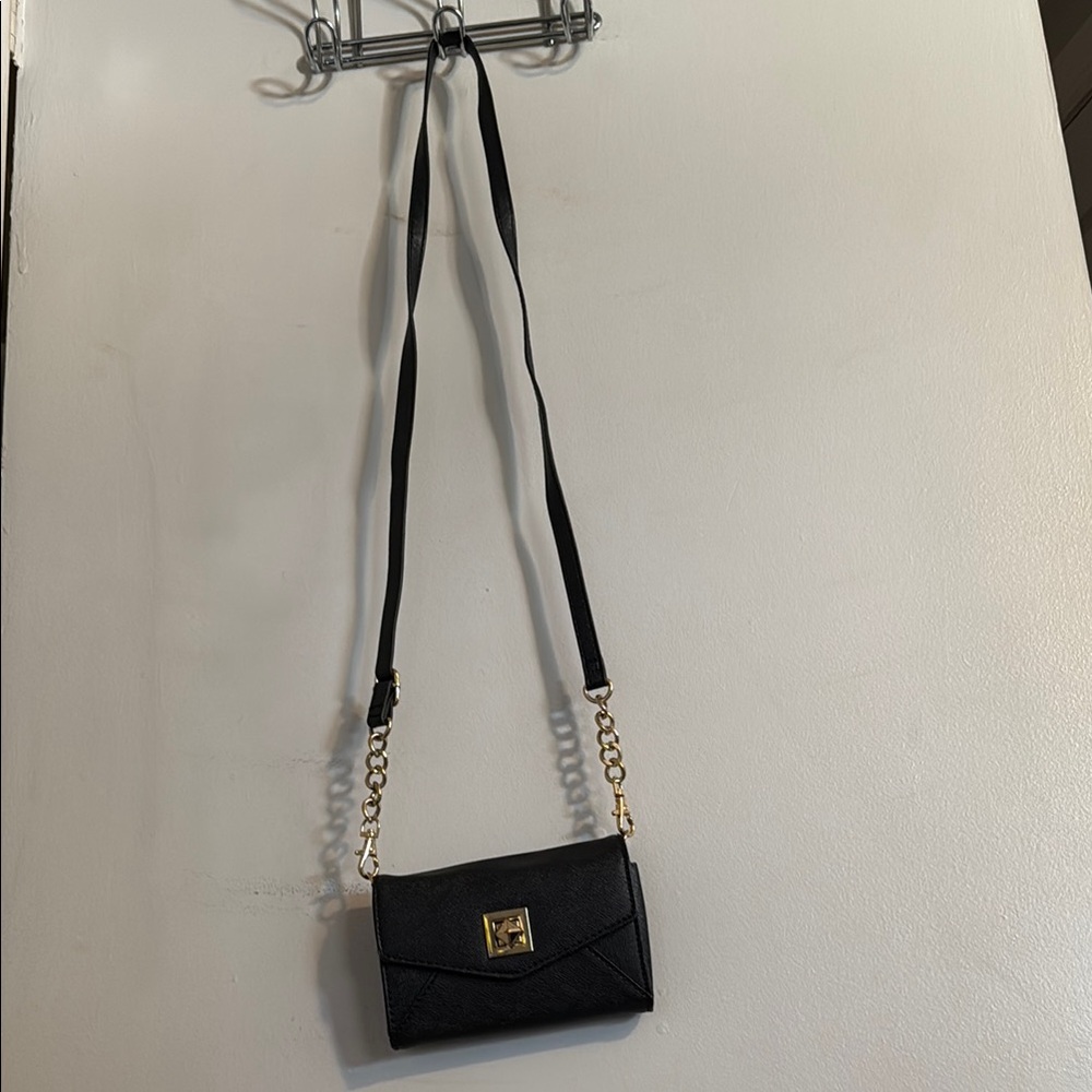 Aldo Black Crossbody Bag with Gold Chain